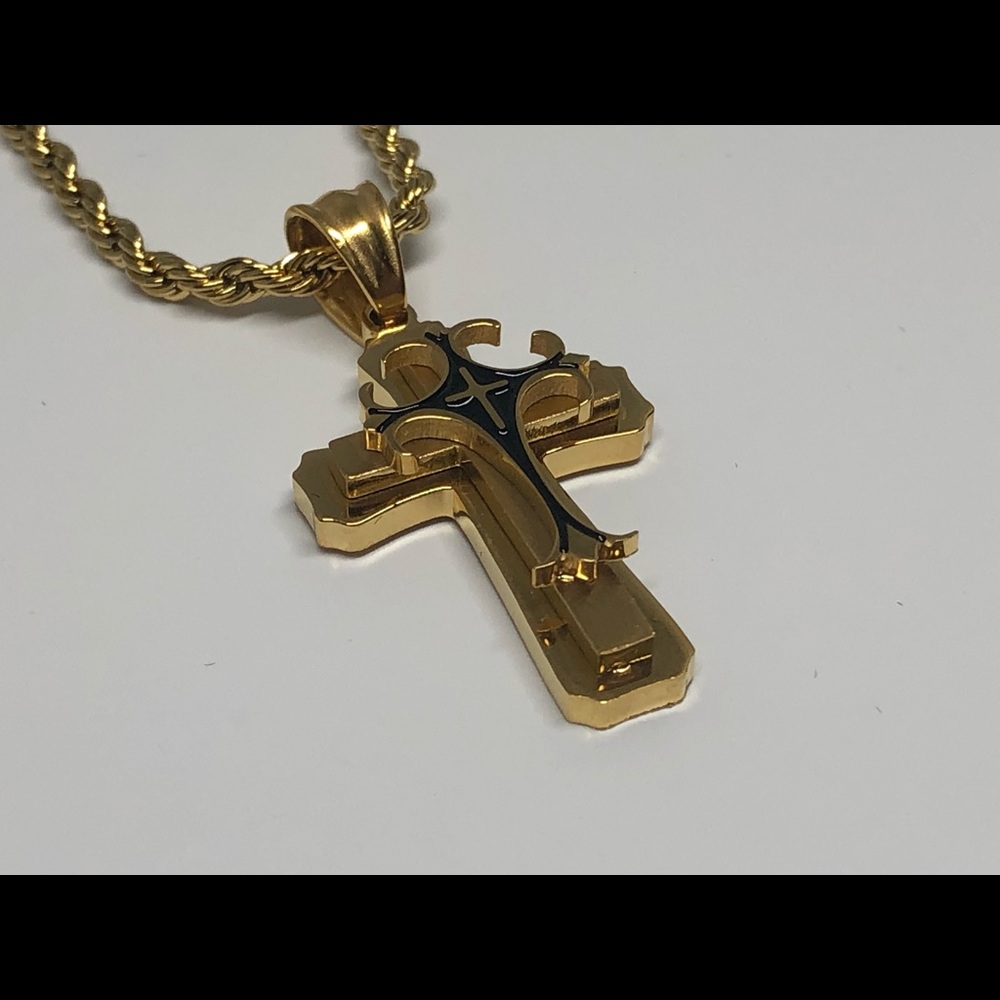 Stainless steel gold cross necklace